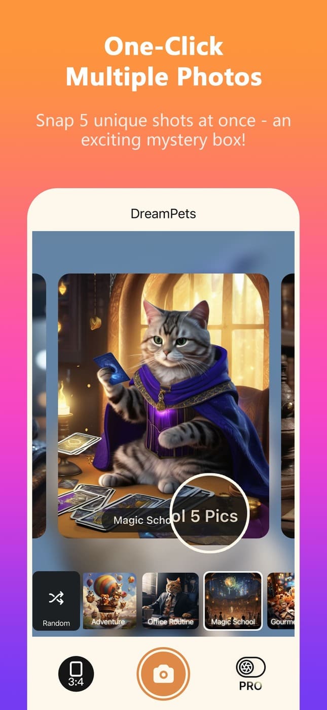 DreamPets Feature 3: One-Click Multiple Photos