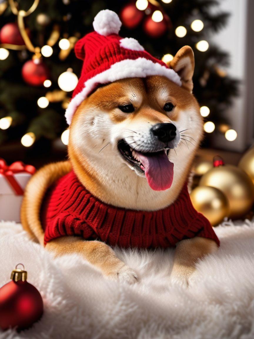 Shiba Inu in a festive holiday outfit for a personalized gift